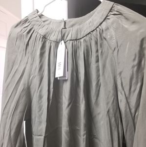 Round neck Blouse (Selene Gathered Blouse) Sage